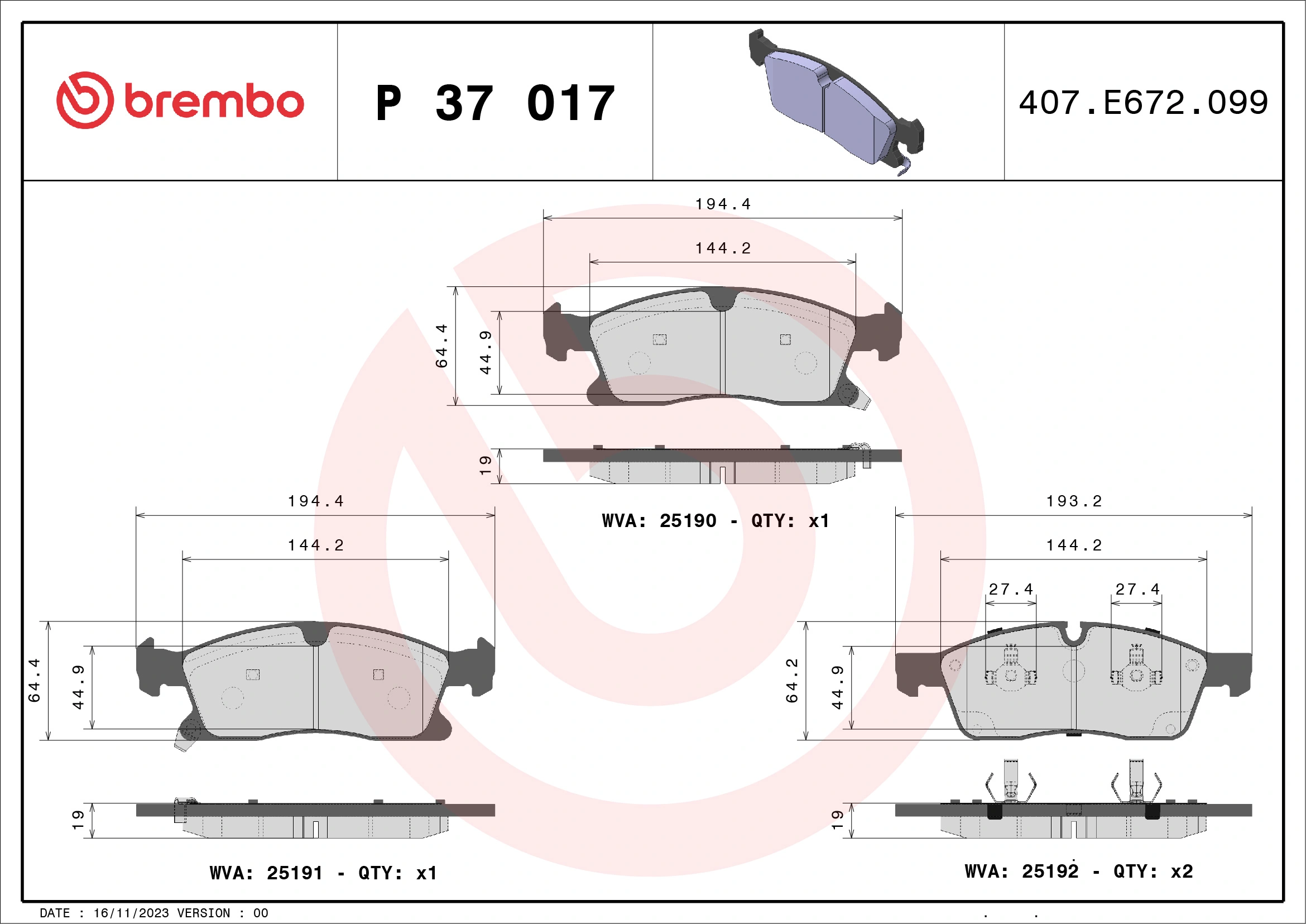 BREMBO P37017X