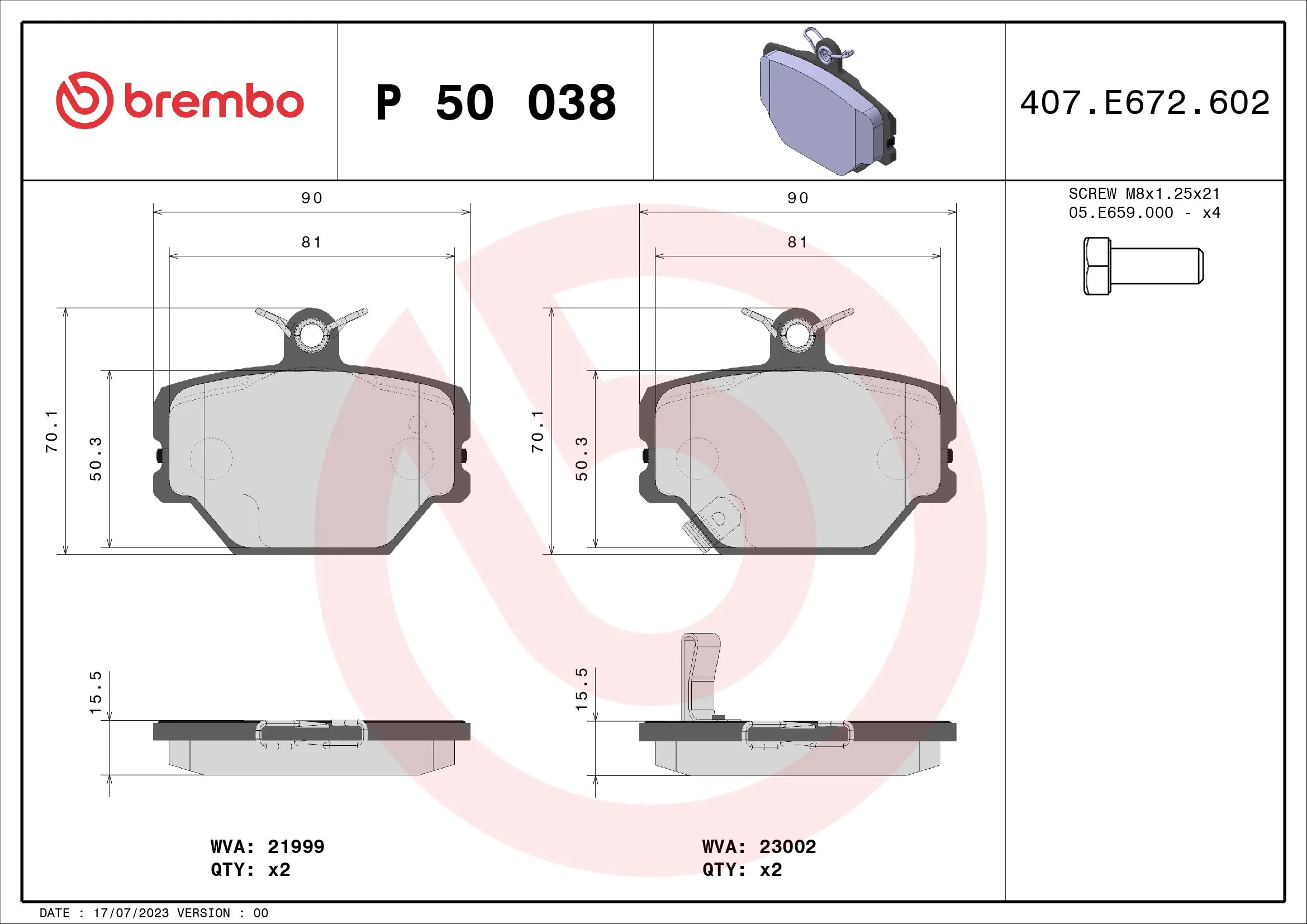 BREMBO P50038