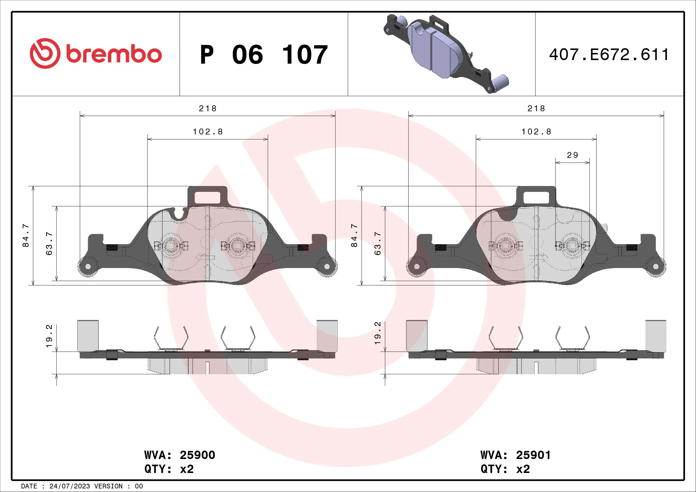 BREMBO P06107